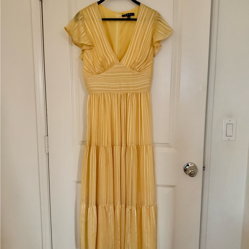 Vintage Elegant Yellow Maxi Dress